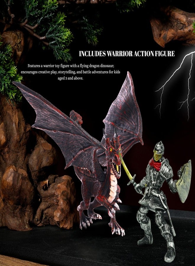 Mallexo Realistic Flying Dragons Dino Animal Toy for Kids 3+ with 1PCS Attractive Warrior Toys Action Figurine Playset for Boys and Girls Birthday Gift for Children Decor & Educational Items (Red) - Image 4